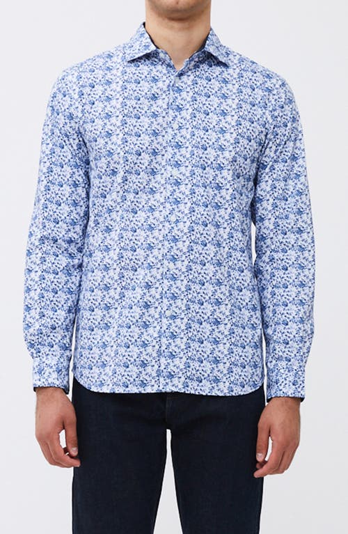 Allover Print Button-Up Shirt in Blue Combo