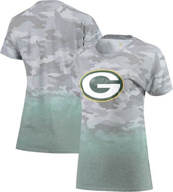 Outerstuff Juniors Gray/Green Green Bay Packers Beth Camo Dip-Dye T-Shirt Size: Extra Small