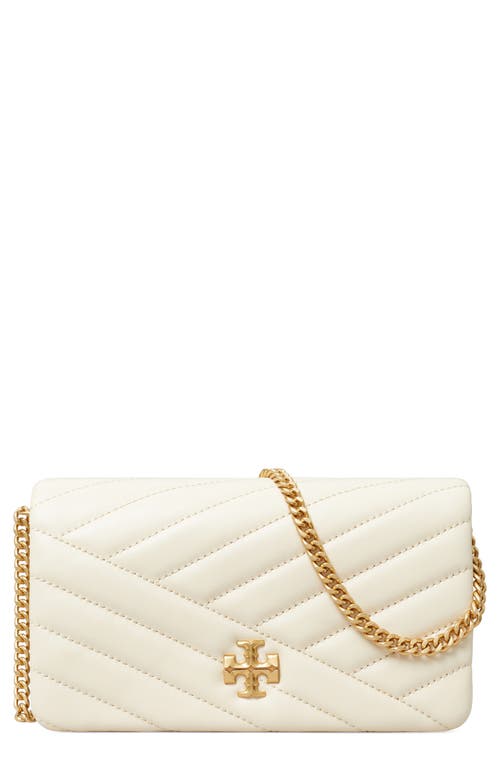 Tory Burch Quilted Leather Wallet On A Chain In Cream