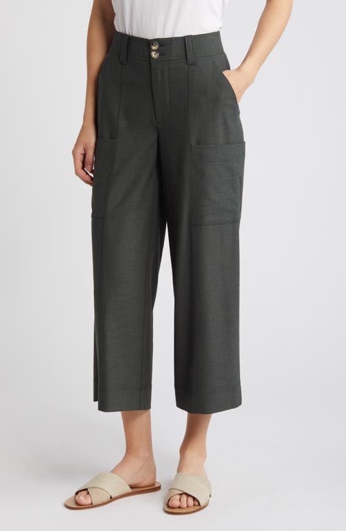 Wit & Wisdom 'Ab'Solution Skyrise Crop Wide Leg Pants Midnight Olive at Nordstrom,