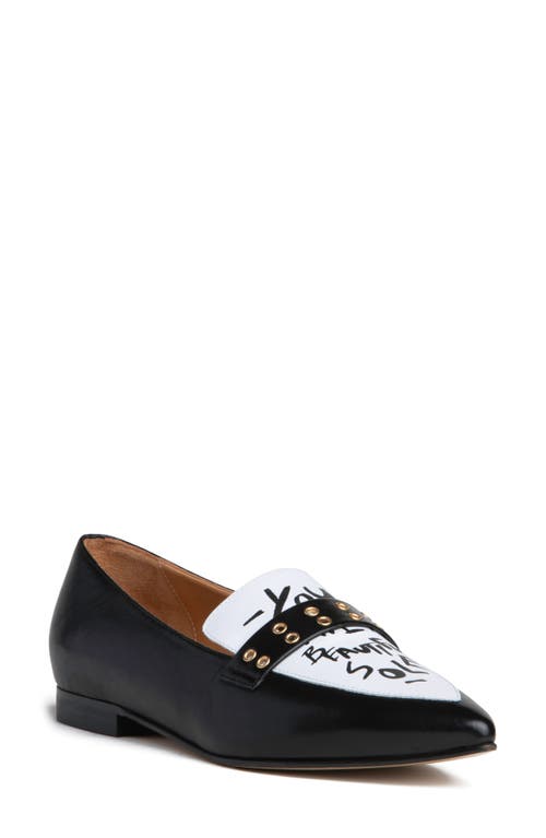 BEAUTIISOLES Cecily Pointed Toe Loafer in Black White 