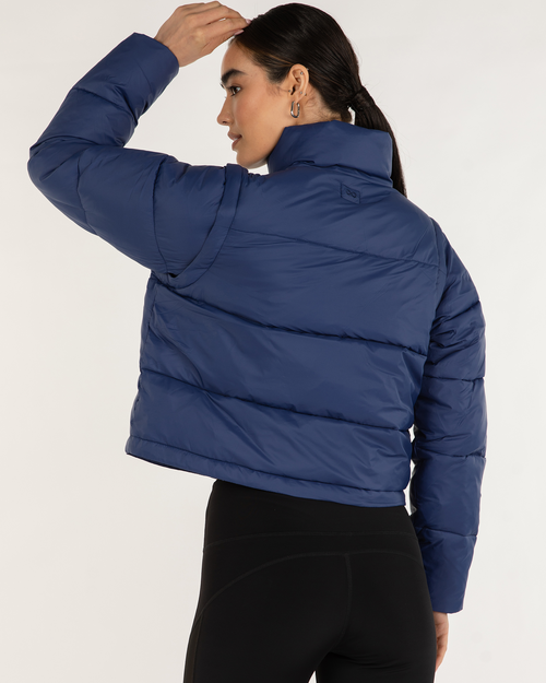 Rebody Active On The Go Puffer Convertible Jacket Vest In Electric Blue