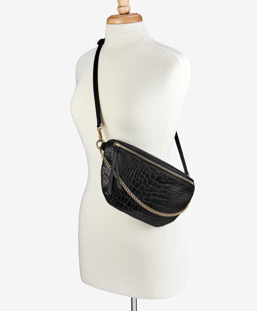 Gigi New York Beck Sling Bag In Black Embossed Croc