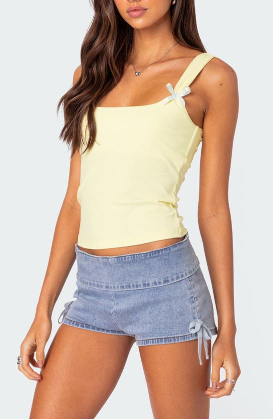 Shop Edikted Lola Bow Rib Tank In Yellow