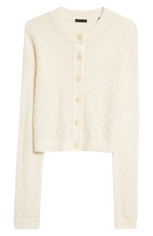 Shop Atm Anthony Thomas Melillo Alpaca & Wool Blend Pointelle Cardigan In Chalk