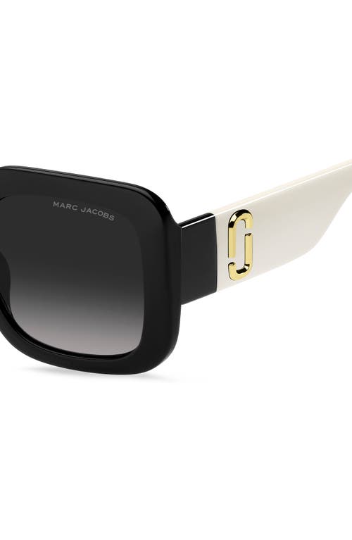 Shop Marc Jacobs 53mm Gradient Polarized Square Sunglasses In Black White/grey Shaded