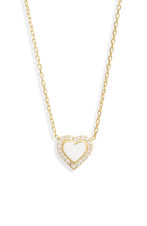 Everyday Pavé & Enamel Heart Pendant Necklace in Gold/White