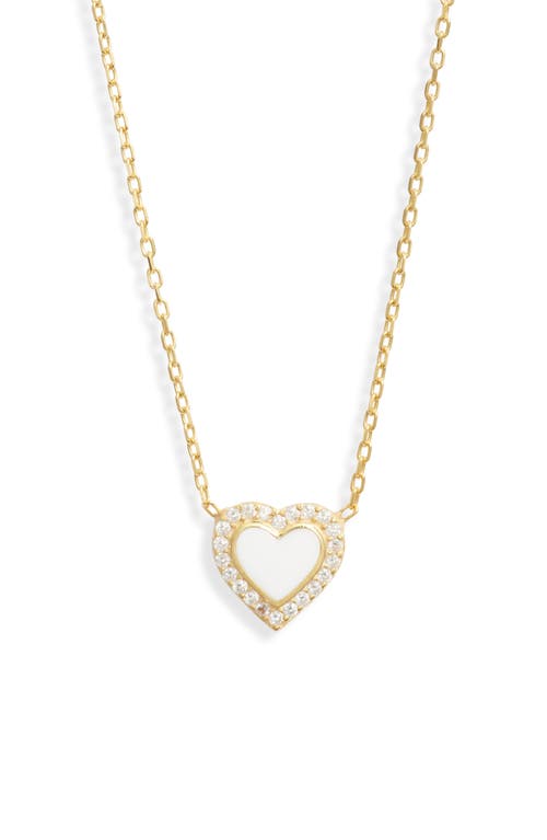 Shymi Everyday Pavé & Enamel Heart Pendant Necklace In Gold/white