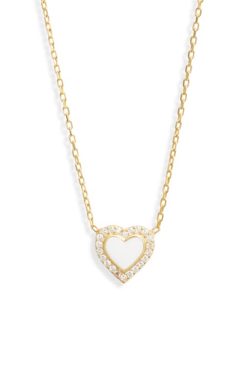 Shymi Everyday Pavé & Enamel Heart Pendant Necklace In Gold/white