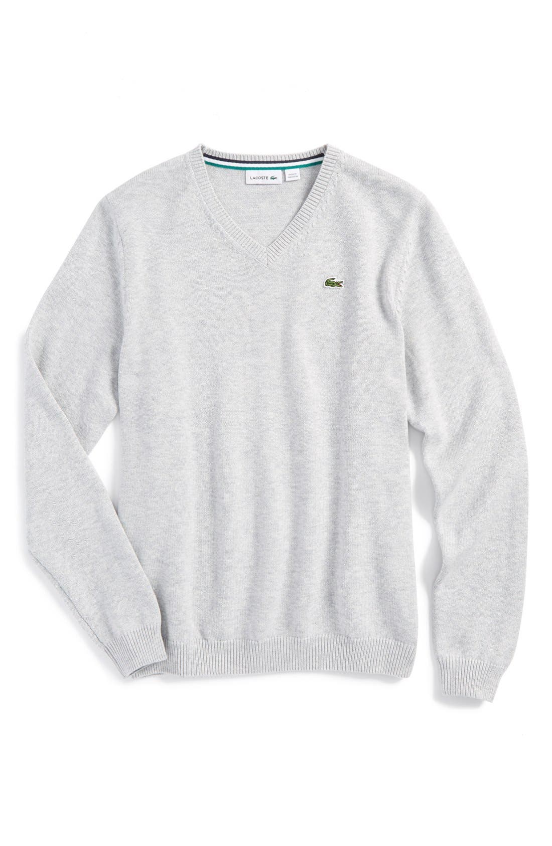 lacoste white v neck sweater