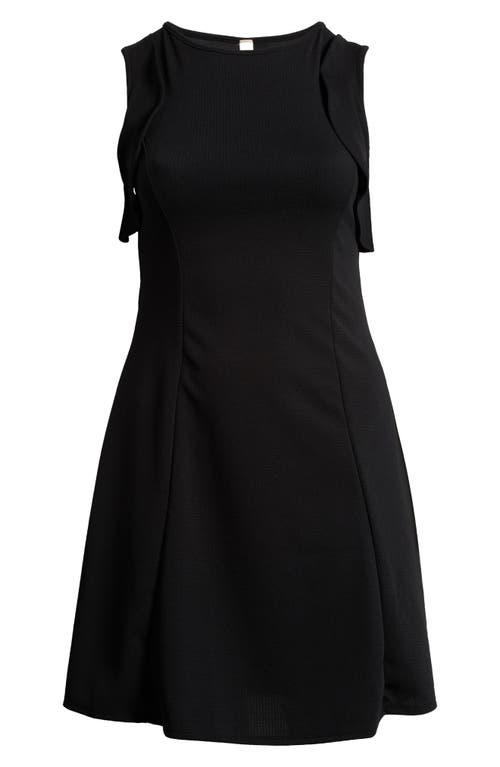 24seven Comfort Apparel Ruffle Cold Shoulder A-line Dress In Black