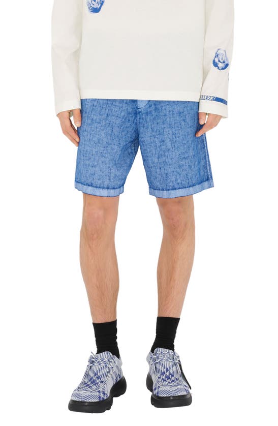Shop Burberry Ekd Oversize Linen Shorts In Knight