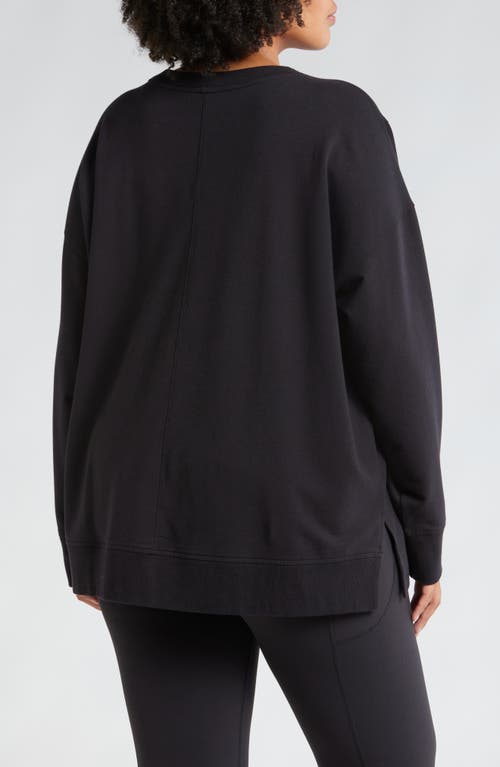 Zella Luxe French Terry Sweatshirt In Black