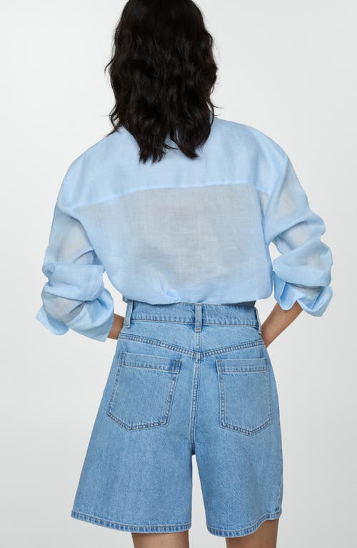 Mango Denim Shorts With Pleats Medium Blue In Medium Blue