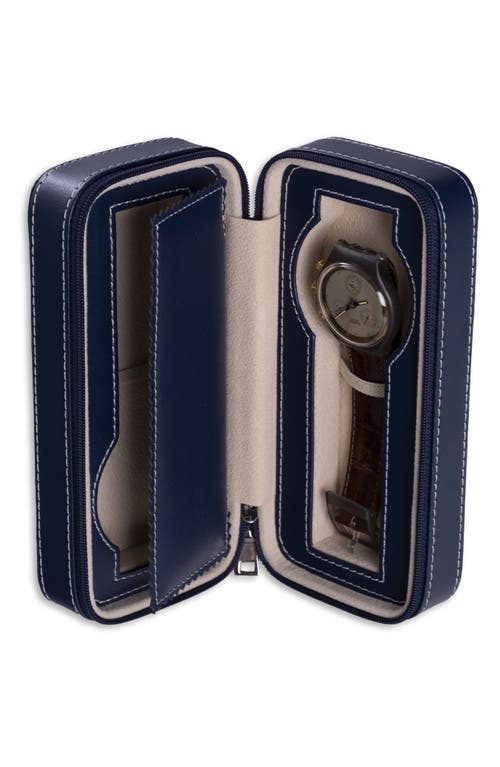 Bey-berk Leather Watch Travel Case In Blue