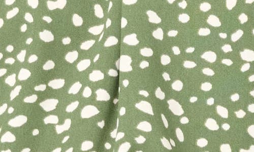 Gibsonlook Dot Print Twist Neck Top In Dark Olive Dot Print