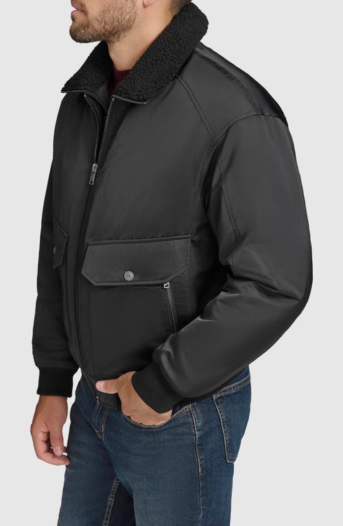 Shop Andrew Marc Flight Satin Aviator Jacket With Removable Bib In Black