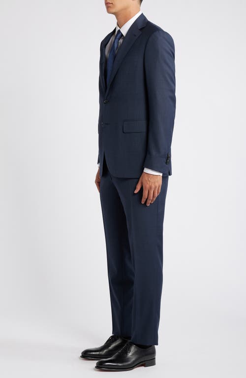 Shop Canali Kei Trim Fit Navy Wool Suit In Dark Blue