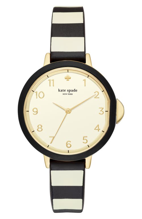 Kate Spade New York Park Row Silicone Strap Watch, 34mm In Black/gold/black