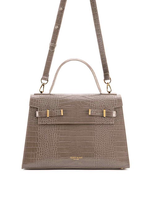 Shop Teddy Blake Ava Croco Gold 14" In Beige