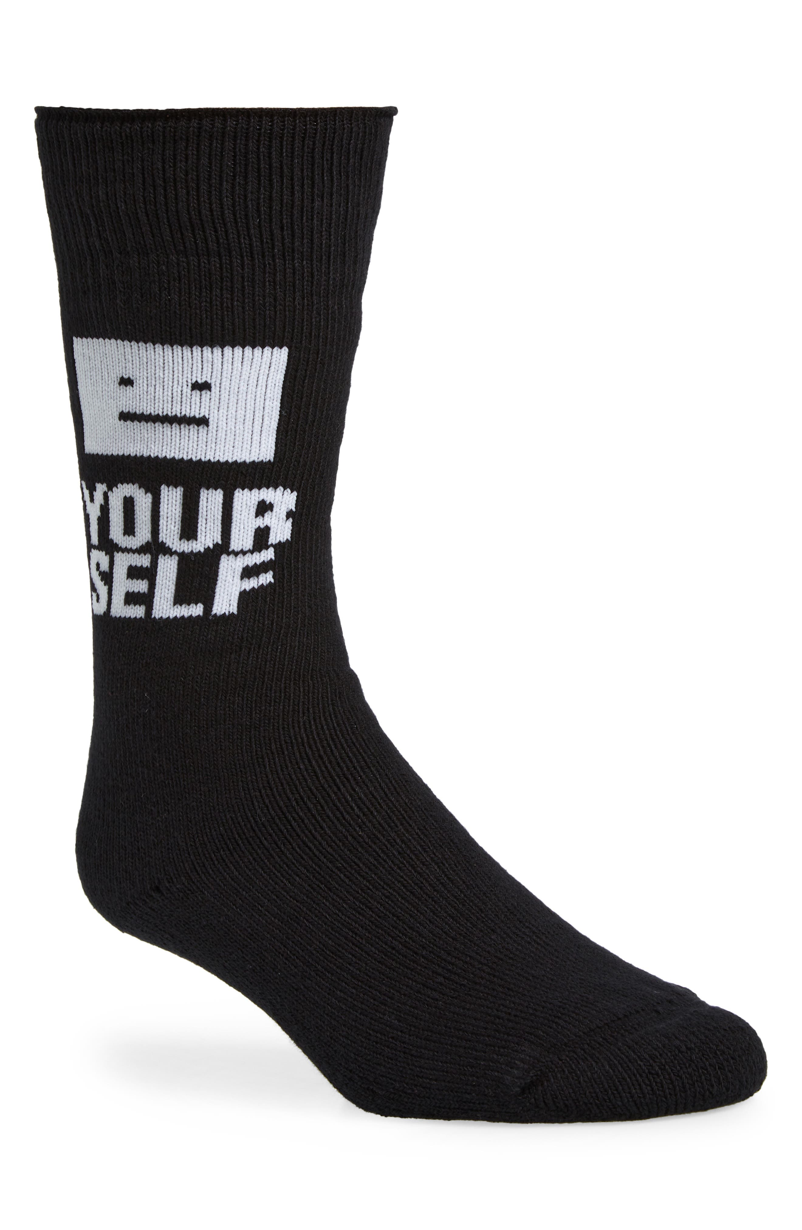 Acne Studios Face Yourself Socks in Black/White at Nordstrom, Size 37-40