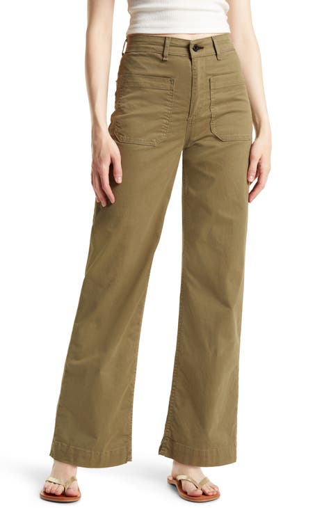 Wide Leg Cargo Capri Pants In Plus Size In Stretch Linen - Avocado Green |  NYDJ