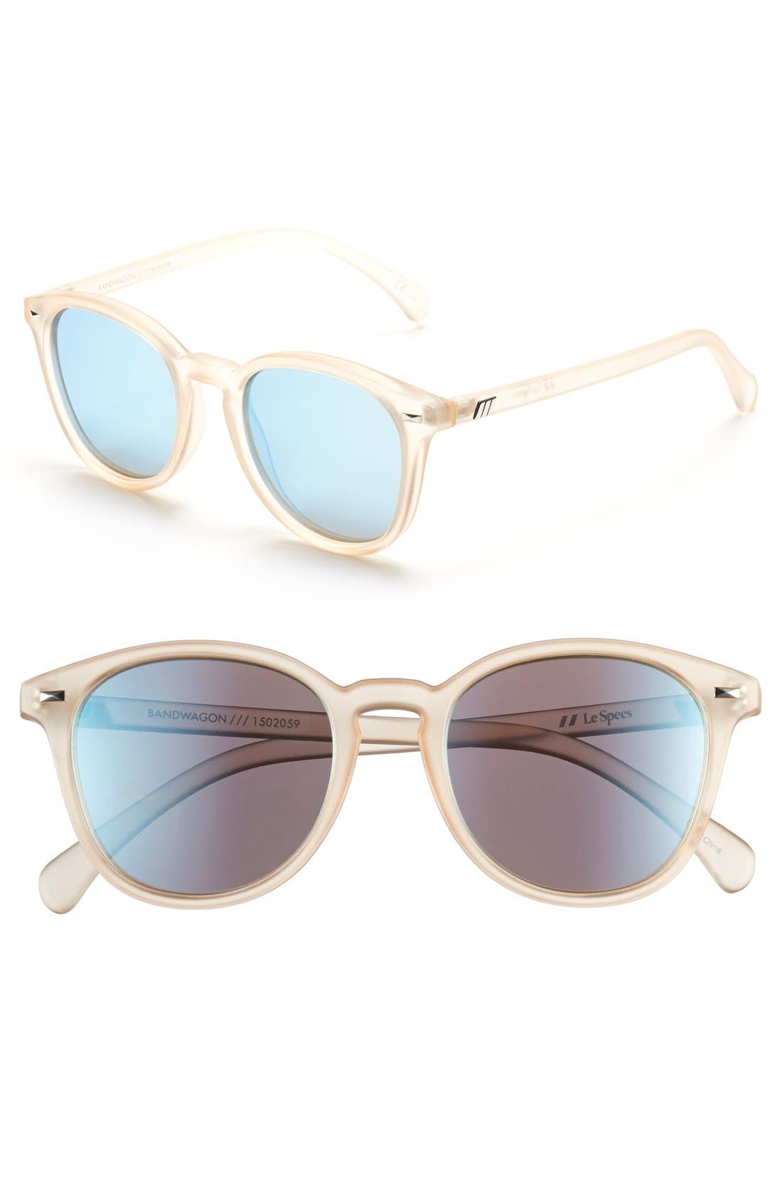 Le Specs Bandwagon 51mm Sunglasses in Raw Sugar/Ice Blue Mirror at Nordstrom