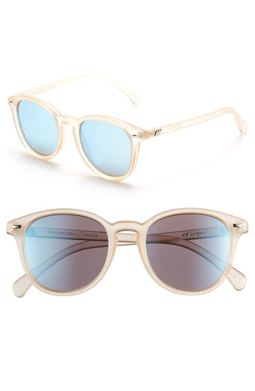 Le Specs Bandwagon 51mm Sunglasses in Raw Sugar/Ice Blue Mirror