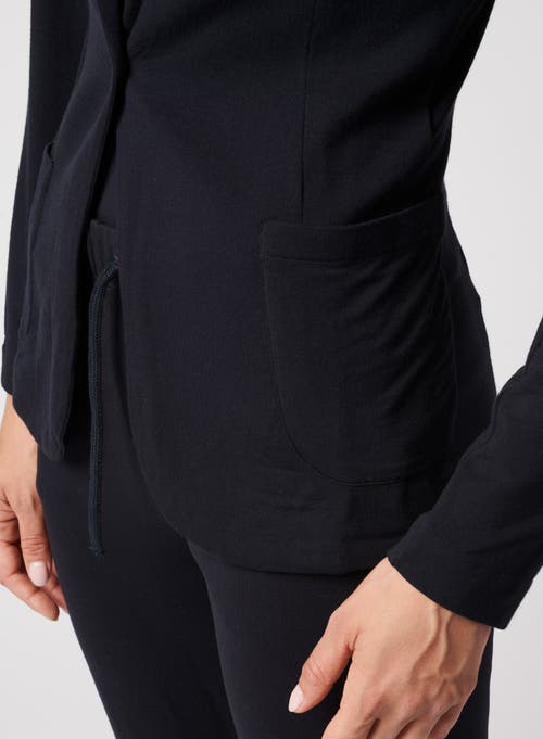Majestic Filatures French Terry Brushed Fleece One-button Blazer In Noir