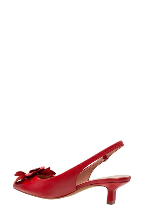 Linea Paolo Castiel Slingback Pointed Toe Kitten Heel Pump In Lipstick Red