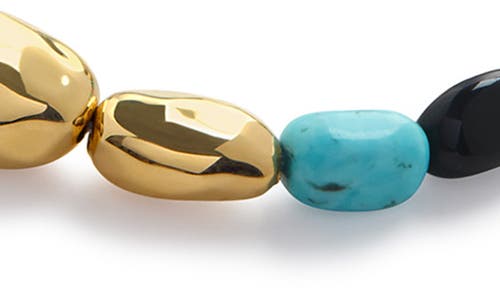 Shop Monica Vinader Beaded Stone Bracelet In 18ct Gold Vermeil/turquoise