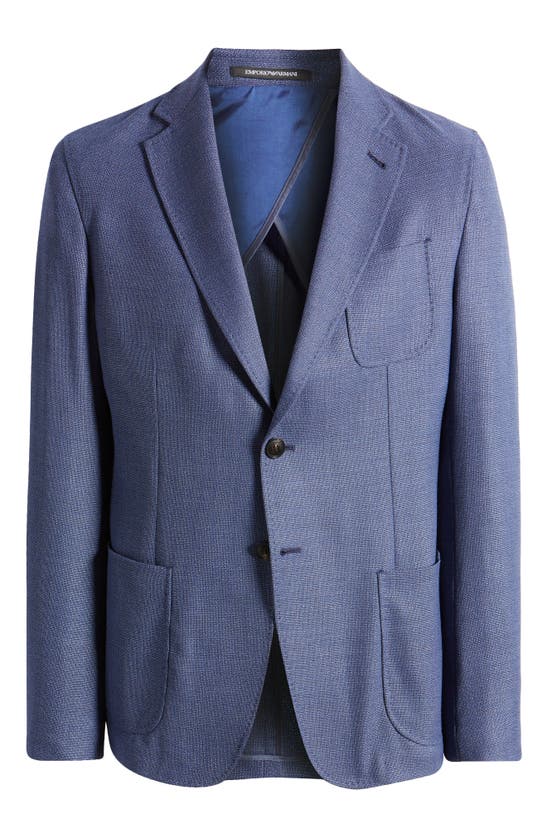 Shop Emporio Armani Textured Wool Sport Coat In Blue