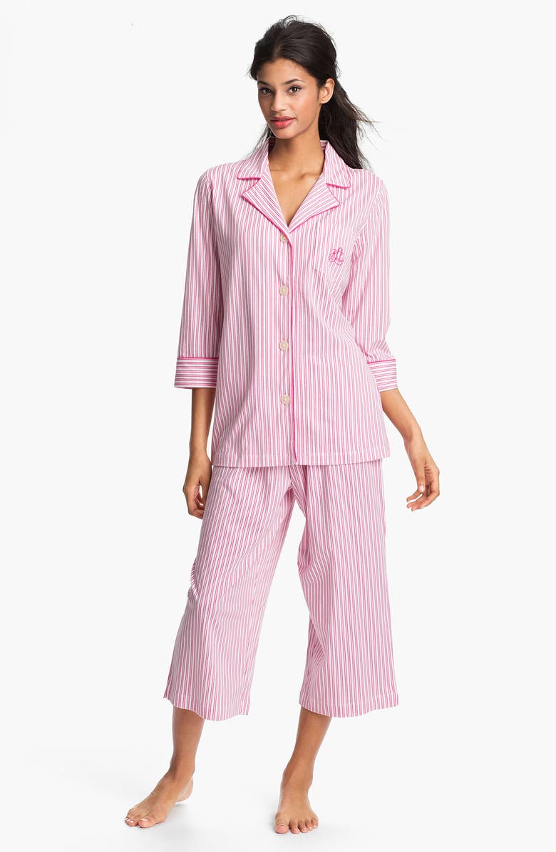 Lauren Ralph Lauren Sleepwear Cropped Stripe Pajamas | Nordstrom