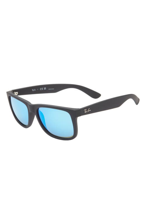 Shop Ray Ban Ray-ban Justin 54mm Rectangular Sunglasses In Black/green Mirror/blue