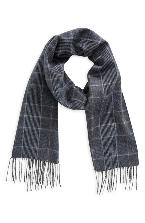 Nordstrom Plaid Cashmere Scarf In Navy- Grey Combo