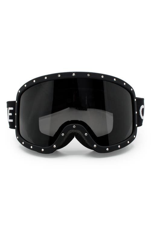 Shop Celine Ski Mask With Mirrored Lens In Matte Black/crystal Strass