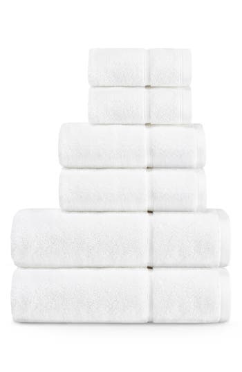 Vera Wang Modern Lux 6-piece Bath Towel, Hand Towel & Washcloth Set In White