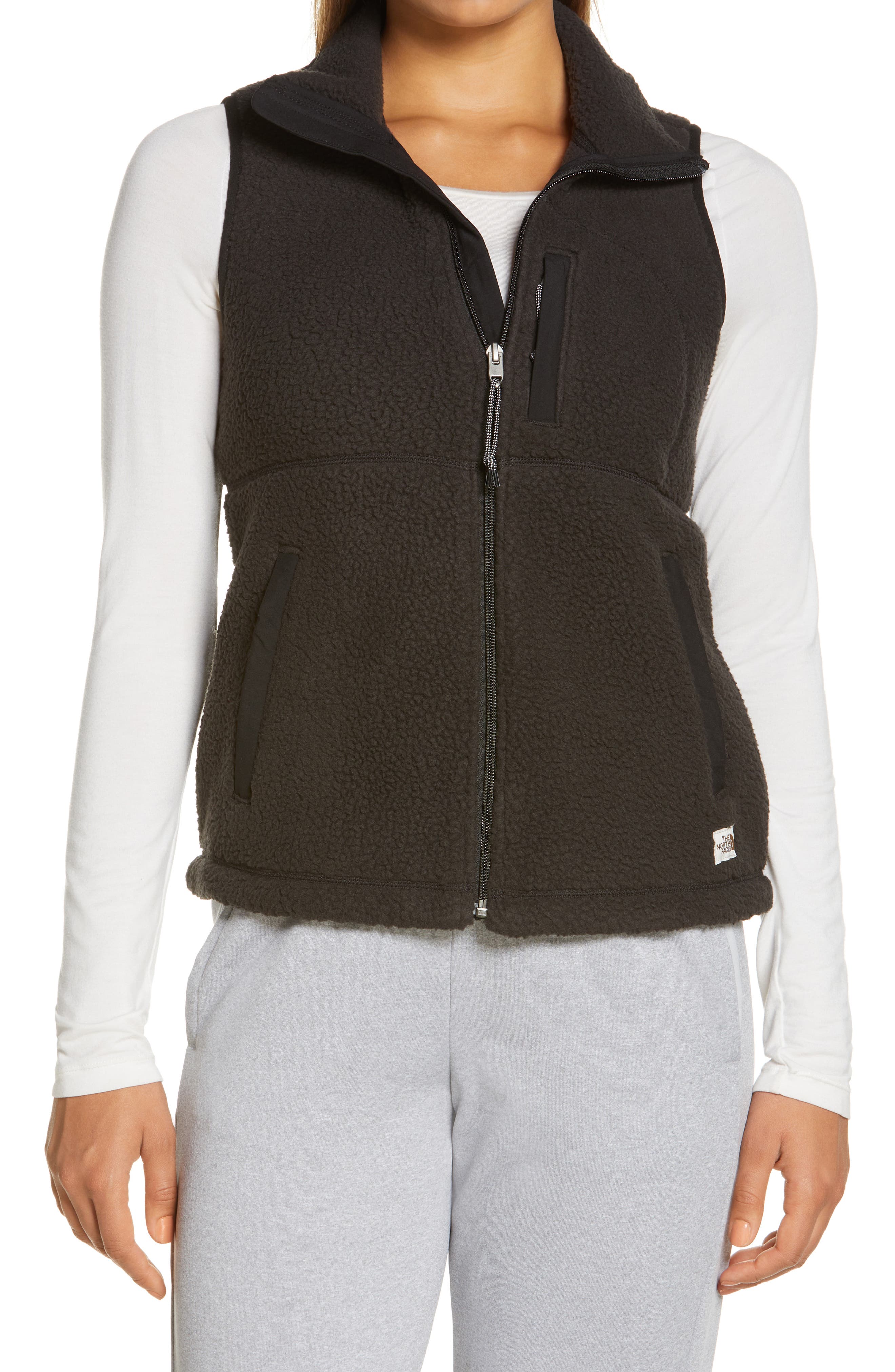 north face black fleece vest