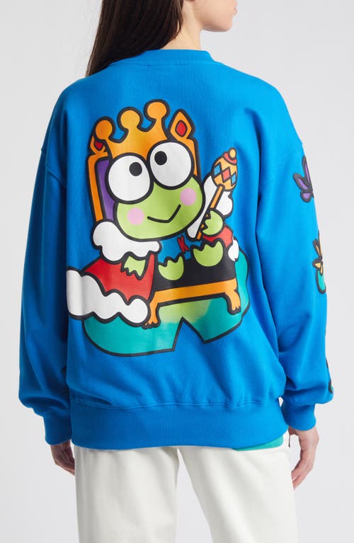 Shop Dumbgood X Sanrio Keroppi® Cotton Graphic Sweatshirt In Blue