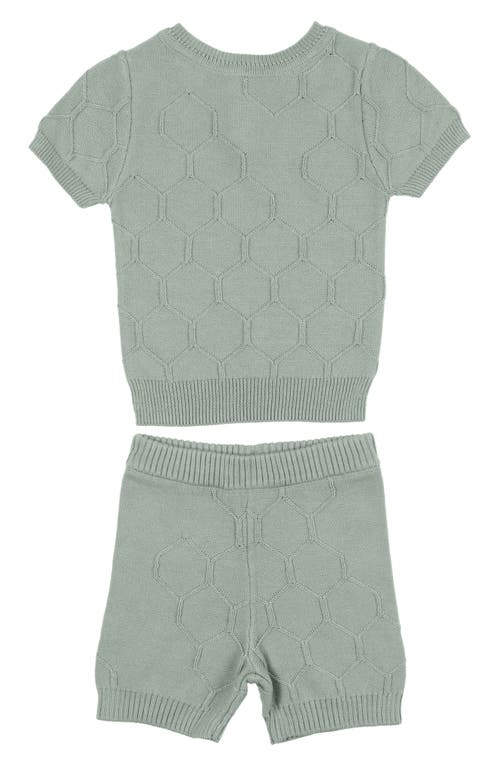 Maniere Manière Kids' Honeycomb Knit Cotton Top & Shorts Set In Sage