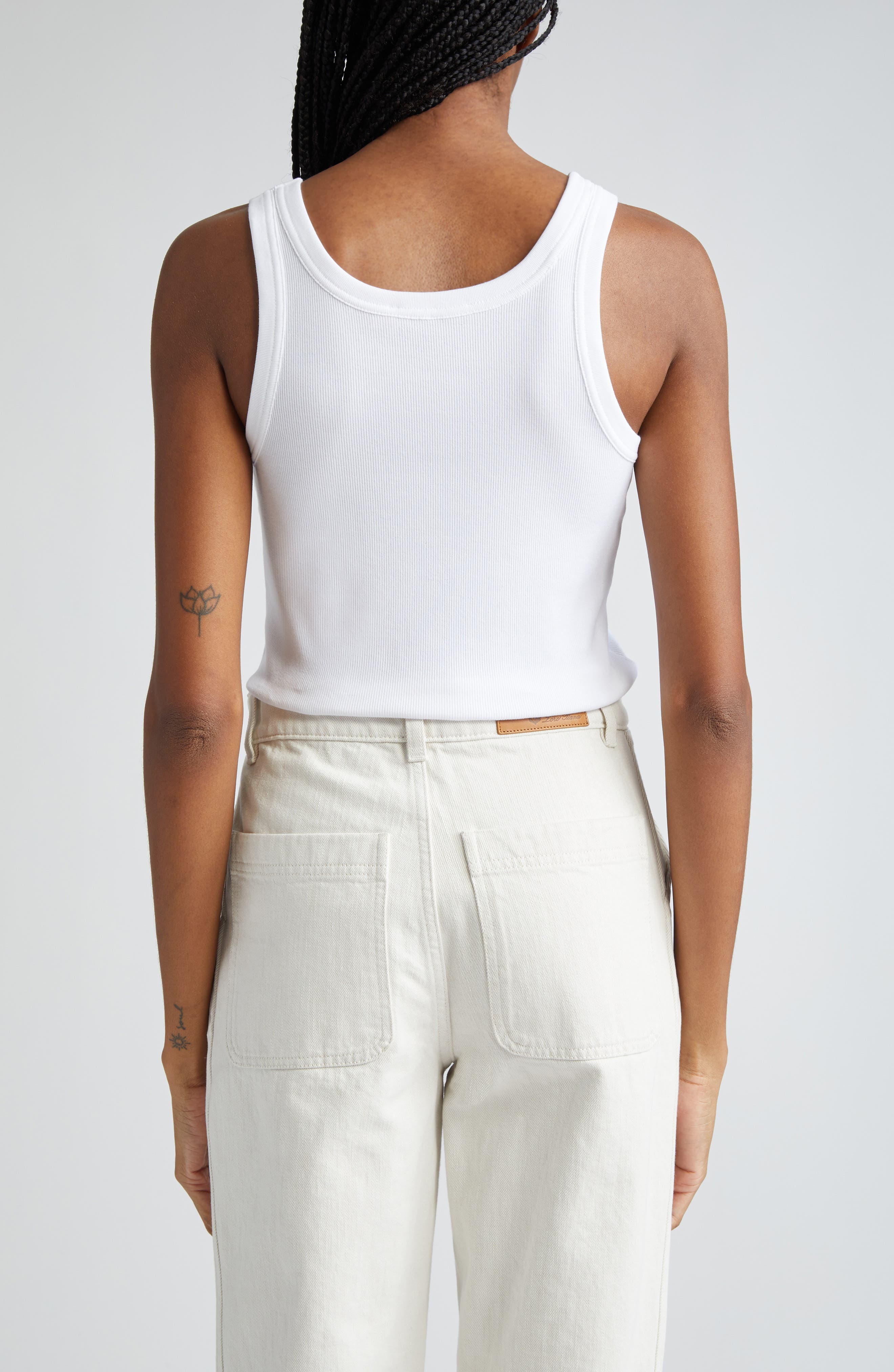 Marimekko Kedol Unikko Rib Tank Top in White/Black | Smart Closet
