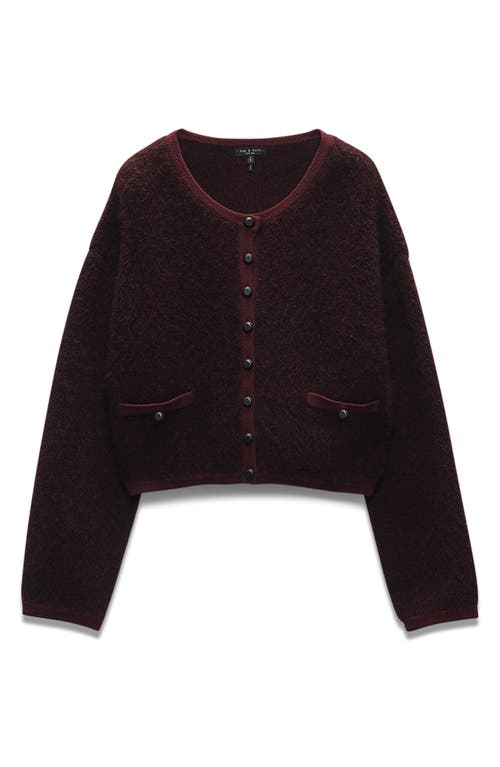 Shop Rag & Bone Kaia Boxy Bouclé Cardigan In Burgundy