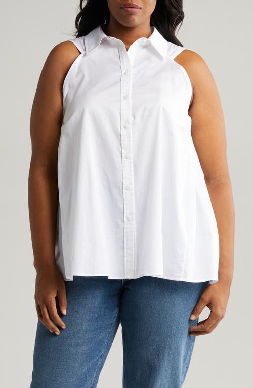 Ziva Sleeveless Button-Up Shirt in White