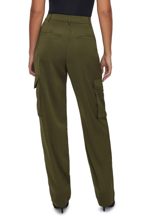 GOOD AMERICAN GOOD AMERICAN WASHED SATIN STRAIGHT LEG CARGO PANTS