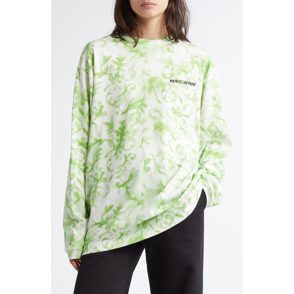 MACCAPANI The Moto Floral Cotton Sweatshirt in Off White/Green