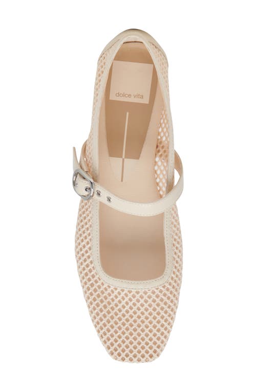 Shop Dolce Vita Rodni Mary Jane Flat In Creme Woven Mesh