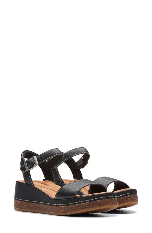 Clarks(r) Kassanda Lily Wedge Sandal Black Leather at Nordstrom,