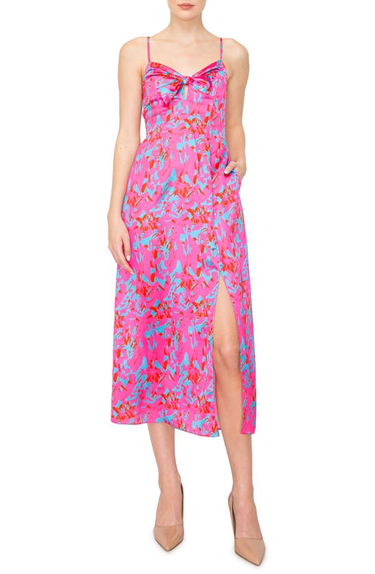 Melloday Printed Maxi Dress In Pink Blue