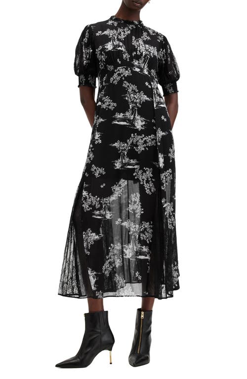 Shop Allsaints Laverna Floral Print Midi Dress In Maria Black