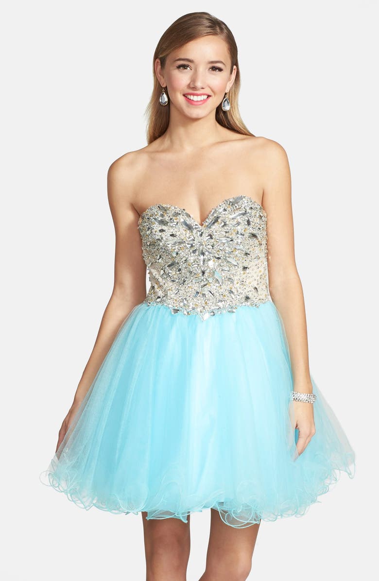 Terani Couture Embellished Tulle Strapless Fit & Flare Dress | Nordstrom